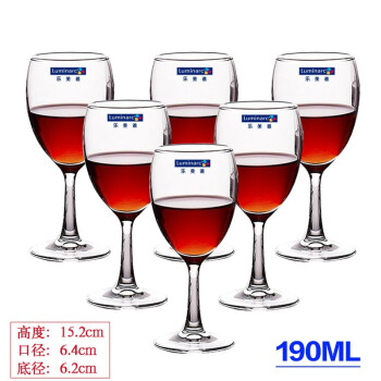乐美雅红酒杯家用高脚香槟杯6只创意水晶玻璃葡萄酒杯醒酒器套装 优雅190ml(6只装
