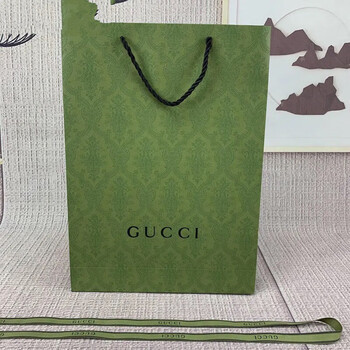 希盼2023新款礼品袋专柜古奇酷奇绿色纸袋礼品袋围巾盒衣服 中号竖款2