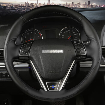 长城哈弗h6运动版哈佛m6h5h2h3h1汽车方向盘套四季通用手缝把套全黑皮
