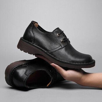 男宽头头层牛皮真s皮大码圆头复古透气休闲工装鞋马大头皮鞋男春夏 头
