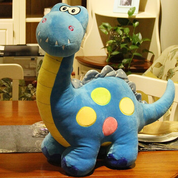 玩具腕龙三角龙霸王龙大号睡觉抱枕恐龙公仔男孩恐龙玩具 彩色恐龙