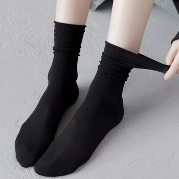 堆堆袜widelia 春秋季薄款天鹅绒老板娘弹力潮流百搭中筒袜子 4双黑色