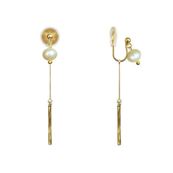 韩生生无洞耳环女百搭显脸小淡水珍珠蚊香盘耳夹流苏无痛耳夹长款金