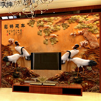 8d立体浮雕壁画中式电视背景墙壁纸3d现代简约客厅5d无缝墙布墙纸