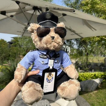 爱尚熊铁骑小熊定制警察公仔网红毛绒玩具交通公安警官玩偶交警证件