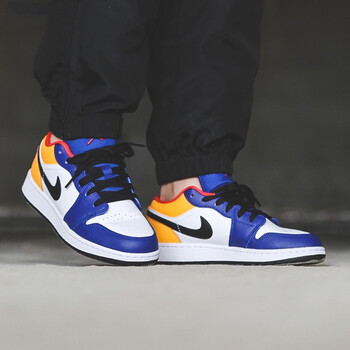 1 aj1 乔1情侣低帮休闲运动篮球鞋 553558-553560-123 蓝黄 湖人 47