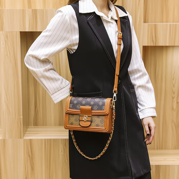 obff轻奢品牌小mk女包包新款菱格链条包手提单肩斜挎包 老花色