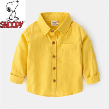 史努比男童衬衫长袖春秋洋气2023新款儿童衬衣外套秋装宝宝童装上衣