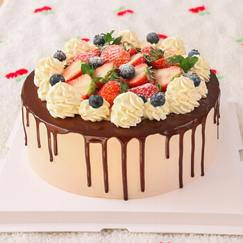 冠皇派七夕情人节新鲜水果生日蛋糕同城配送小清新ins风生日礼物送