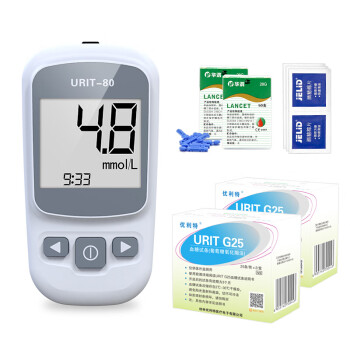 优利特（URIT）血糖仪家用型血糖测试仪血糖仪试纸套装G25血糖试纸100条 