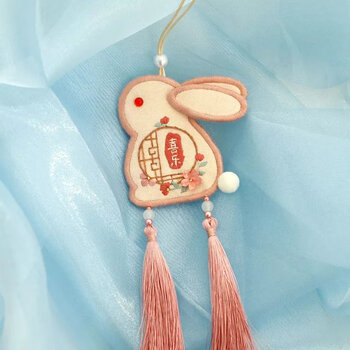 平安符刺绣diy手工自绣香囊送男友平安福小兔子兔年 樱花玉兔(非成品)