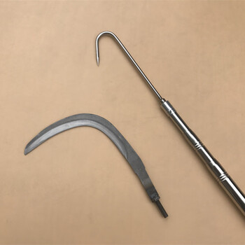 汐岩园林工具15米7米不锈钢伸缩杆取物摘香椿钩子槟榔刀园艺割水草刀j