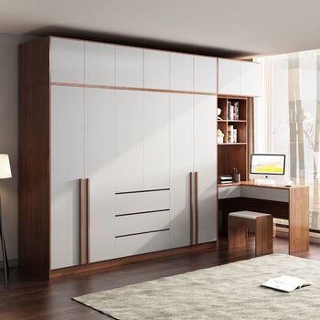 善造 2022年新款转角衣柜卧室书桌书架一体现代简约家用主卧靠墙储物