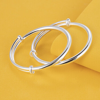 520周大褔s9999足银宝宝手镯实心调节男女婴儿童小孩新凤祥满宝宝9999