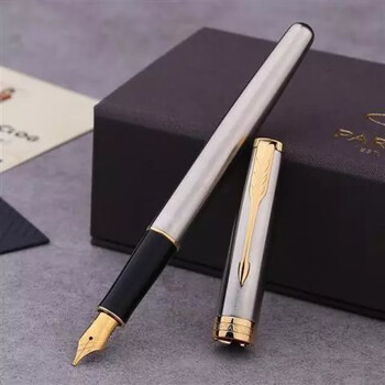 派克笔芯卓尔钢杆金夹钢笔签字笔商务礼品练字教师节毕业礼生日礼银色
