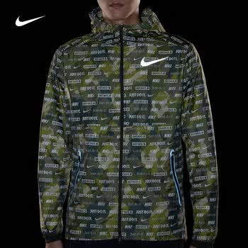 耐克 男子跑步夹克外套 nike shield flash ah5988 ah5988-355绿 s