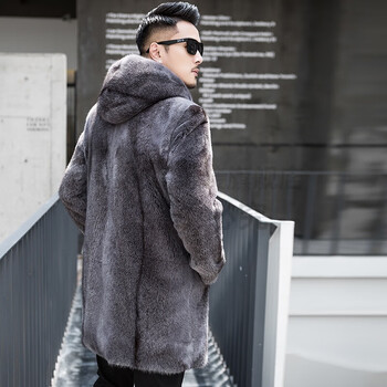 高端轻奢整貂真貂皮毛一体2021貂皮外套男长款貂皮大衣进口天鹅绒整貂