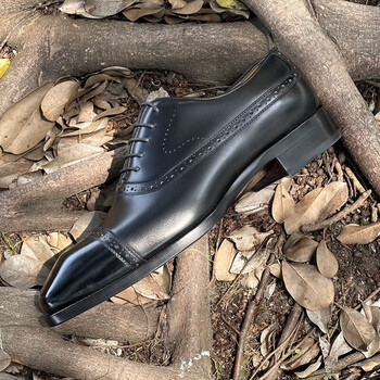 宏劲宏劲皮鞋挪威缝工艺牛皮大底琴底意大利博物馆小牛皮正装皮鞋黑色