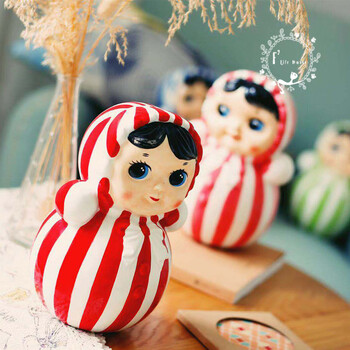 复古怀旧不倒翁 7080后童年回忆复古不倒翁娃娃陶瓷摆件国潮风橱窗