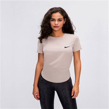 nike夏季耐克瑜伽短袖跑步运动t恤健身速干晨跑步训练短袖上衣女灰