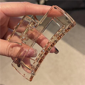 jackviney抓夹发夹女透明鲨鱼夹大号亚克力夹子头饰发抓方形抓夹淡