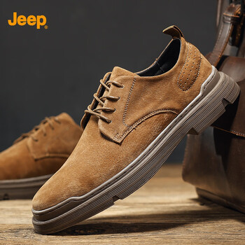jeep吉普马丁靴男低帮马丁靴男大头软底反绒皮鞋单鞋翻毛皮英伦复古工