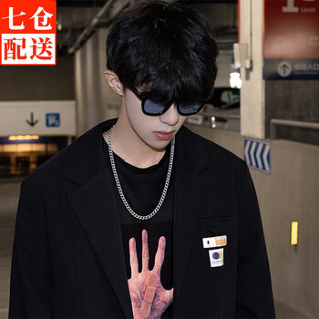 沛靓欧美古巴项链男潮高街ins风嘻哈粗链子钛钢锁骨链女潮流百搭配饰