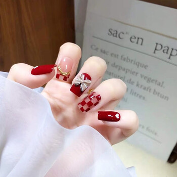 假指甲贴片小红书同款奶白钻链冰块美甲穿戴甲成品甲片光疗假指甲图1