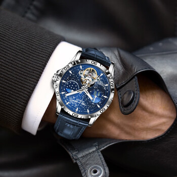 格伦梵高星辰大海手表男士全自动机械表陀飞轮时尚夜光防水潮流男腕表