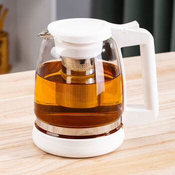 泡茶壶茶具套装家用茶壶玻璃大容量水壶泡茶神器养生壶茶水分白色泡
