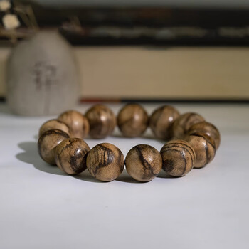 【菲阁】天然达拉干沉香手串单圈虎斑纹老料盘玩佛珠文玩男款手链 20