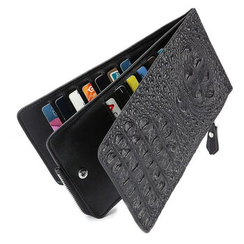 酷奇袋鼠kuqidaishu男士卡包钱包一体鳄鱼纹多功能多卡位薄款牛皮拉26