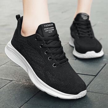 女鞋休闲鞋女跑步运动鞋韩版飞织网面透气鞋oothsj2019黑色39