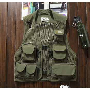 京蝌蝌网眼国家的地理马甲夏款多口袋摄影马甲摄像记者采访工作服定制