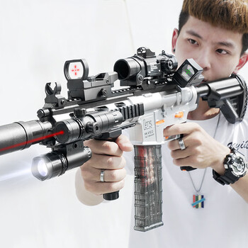 8-12岁手自一体m4突击步抢玩具枪电动连发男孩软弹枪 银色手动标配