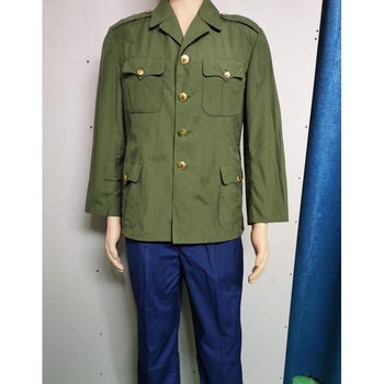 冀韵老式87年夏服 上黄下蓝空的确良套装 老式空地勤翻领西服老军迷经