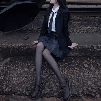 凯柏诺纯欲黑丝jk制服夏裙正套装全套甜美格裙学院风半身裙学 碳灰