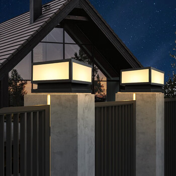 品业太阳能围墙柱头灯别墅大门前柱子灯led户外防水花园装饰庭院灯 矮