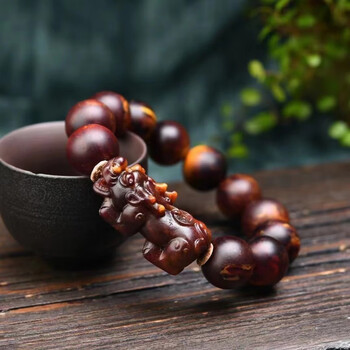 可颖龙涎香"灰琥珀"霸气貔貅圆珠手串念珠手链,本命年的礼物情侣款