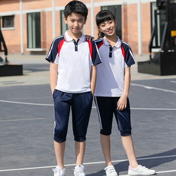 支持国货夏季校服中小学生短袖套装初高中班服男女毕业照运动军训服