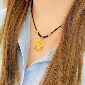 老凤凰 3d硬金黄金祥云锁吊坠999足金平安锁铃铛项链如意锁包挂坠