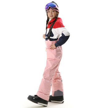 RUNNING RIVER奔流 新品 儿童冬季户外防风保暖可拆背带滑雪裤W2746 302粉 160-2XL