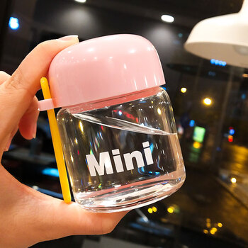杯小巧透明小号迷你女士外出随身携带便携清新学生水杯子粉色150ml
