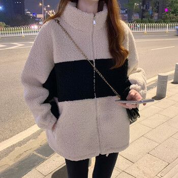 妾希 秋冬季青少女初中女生羊羔绒外套女高中生大学生高个子女装棉衣