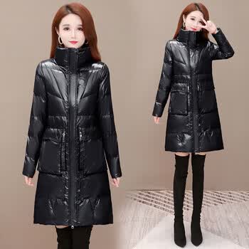 欧偲麦 女士羽绒服女中长款亮面新款冬款高端修身免洗洋气质外 allb83