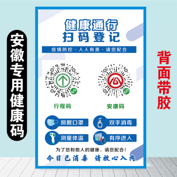 疫情防控提示牌宣传贴纸防疫标识牌请出示健康码行程码餐厅幼儿园超市