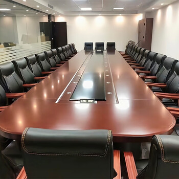 洛来宝 大型会议桌多媒体贴实木皮会议台油漆椭圆形洽谈办公会议桌10