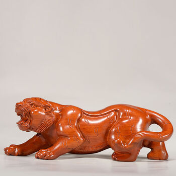 黑檀木老虎摆件木雕刻属虎红实木头生肖虎客厅书房电