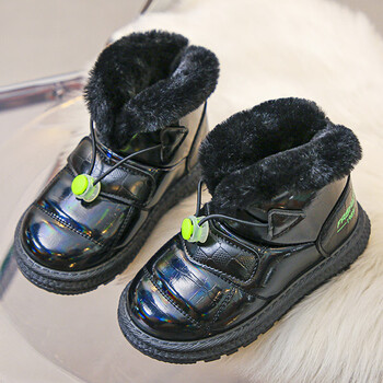 男童大棉鞋2022新款冬季加绒加厚防滑防水儿童雪地靴保暖鞋子东北黑色