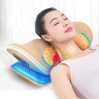 京健康颈椎按摩器颈腰肩背按摩枕颈肩按摩垫家用牵引按摩仪尊荣版无